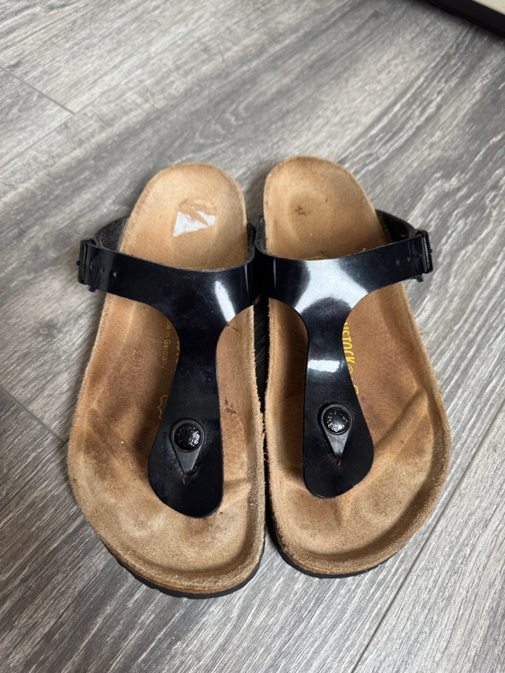 Birkenstock Black Patent Gizeh Thong Sandals